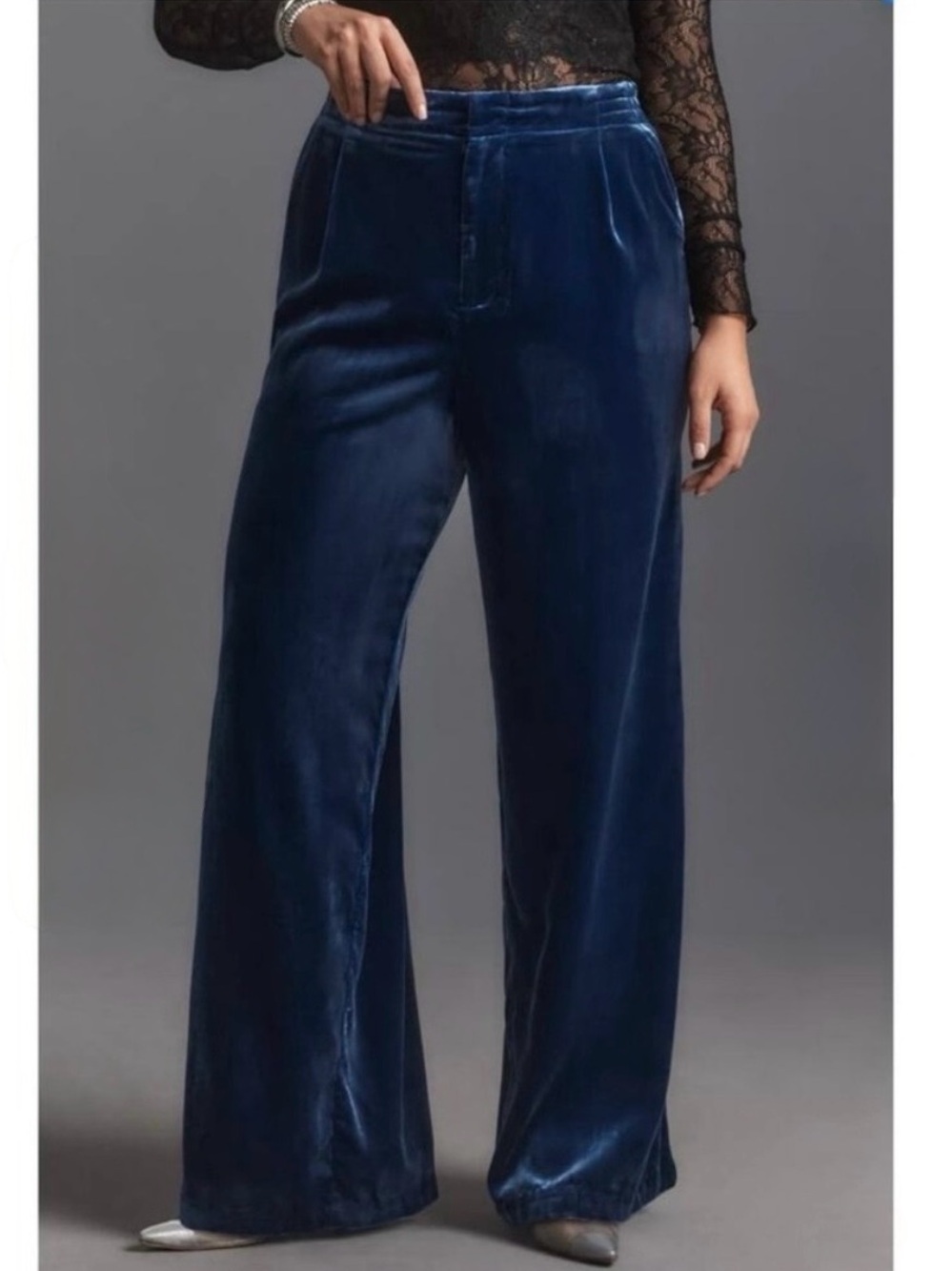 Anthropologie Velvet Wide Leg Pants Blue Plus Size 2X